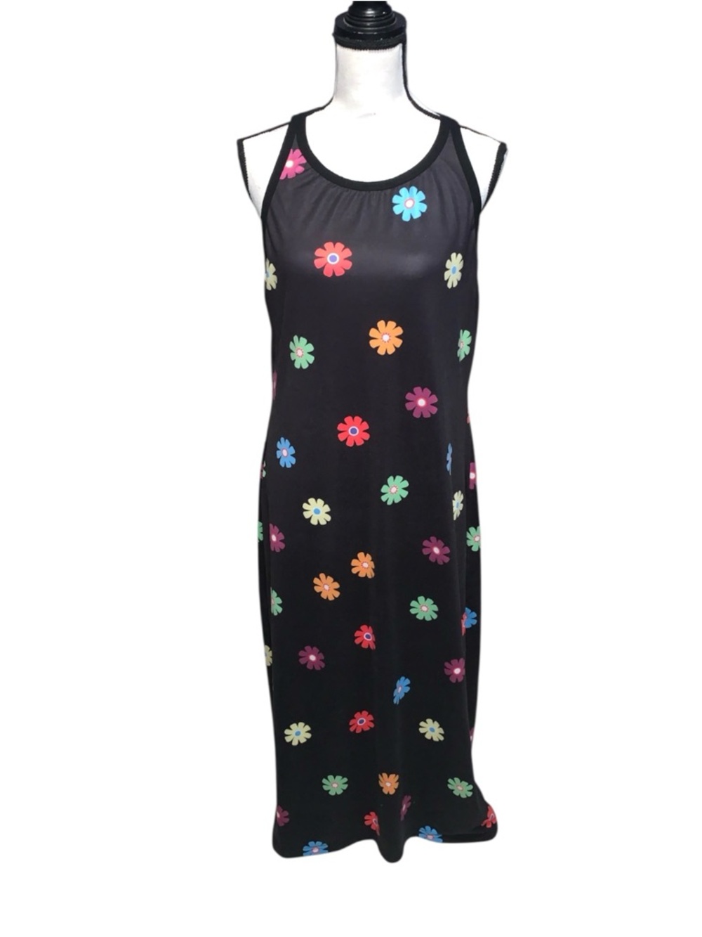Shein Curve 2XL Black Maxi Dress with Multicolor Daisy Print